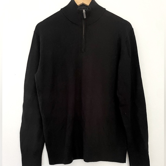 UNTUCKit Merino Wool Quarter Zip Sweater black size Small - Picture 4 of 8